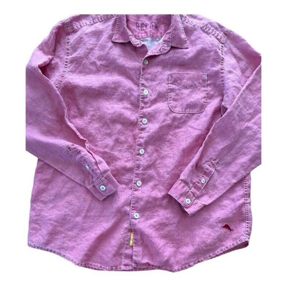 Tommy Bahama Relax 100% Linen Pink Red Island Beach Boating Casual XL - Picture 6 of 6